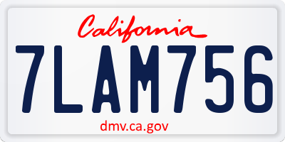 CA license plate 7LAM756