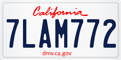 CA license plate 7LAM772