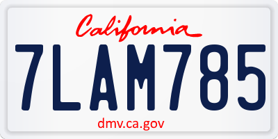 CA license plate 7LAM785