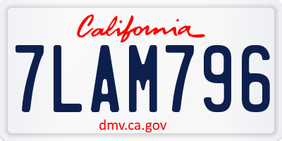 CA license plate 7LAM796