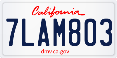 CA license plate 7LAM803