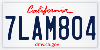 CA license plate 7LAM804