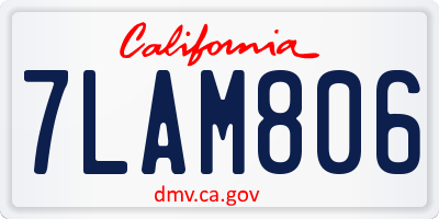 CA license plate 7LAM806