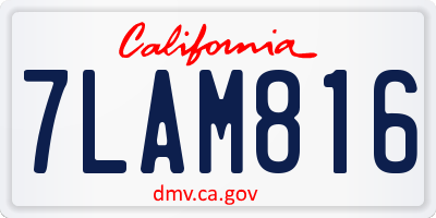 CA license plate 7LAM816