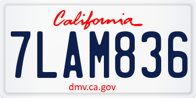 CA license plate 7LAM836