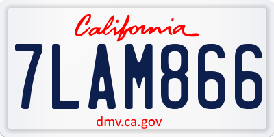CA license plate 7LAM866