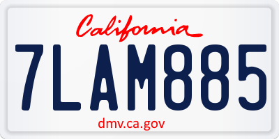 CA license plate 7LAM885