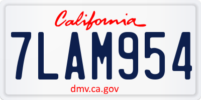 CA license plate 7LAM954