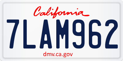 CA license plate 7LAM962