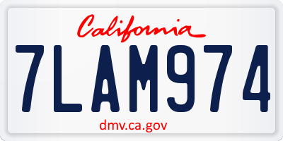 CA license plate 7LAM974