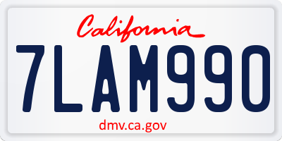 CA license plate 7LAM990