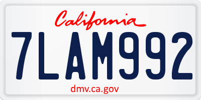CA license plate 7LAM992