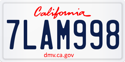 CA license plate 7LAM998