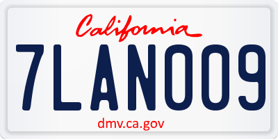 CA license plate 7LAN009