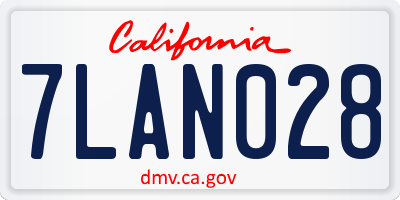 CA license plate 7LAN028