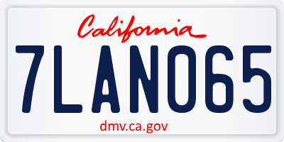 CA license plate 7LAN065
