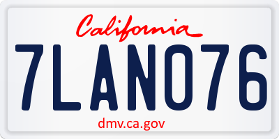 CA license plate 7LAN076