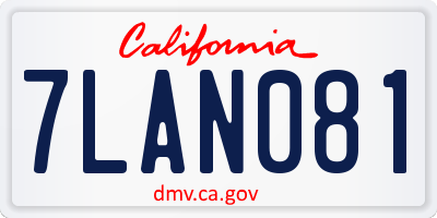 CA license plate 7LAN081