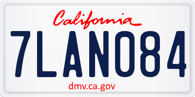 CA license plate 7LAN084