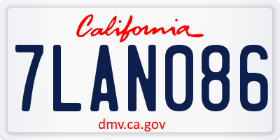 CA license plate 7LAN086