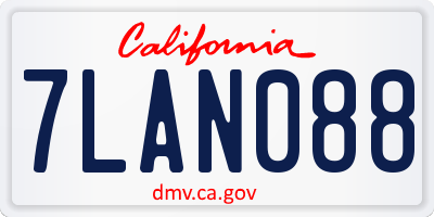 CA license plate 7LAN088
