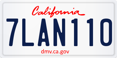CA license plate 7LAN110
