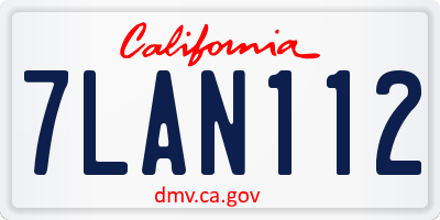 CA license plate 7LAN112