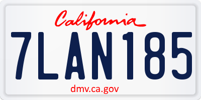 CA license plate 7LAN185