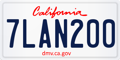 CA license plate 7LAN200