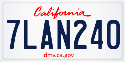 CA license plate 7LAN240