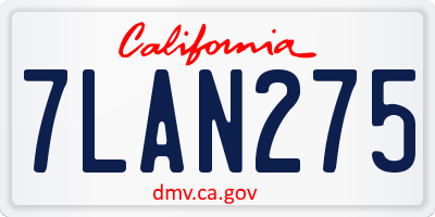CA license plate 7LAN275
