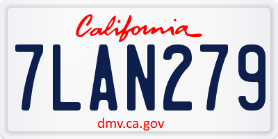 CA license plate 7LAN279