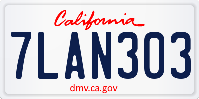CA license plate 7LAN303