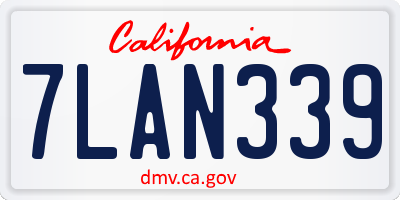 CA license plate 7LAN339
