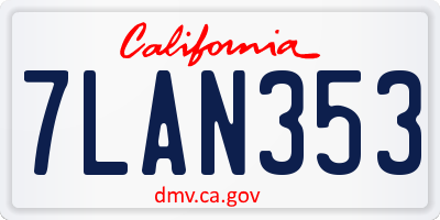 CA license plate 7LAN353