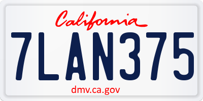 CA license plate 7LAN375