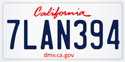 CA license plate 7LAN394