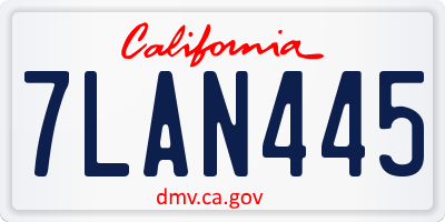 CA license plate 7LAN445