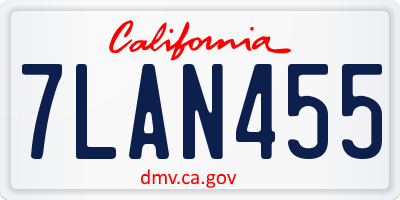 CA license plate 7LAN455