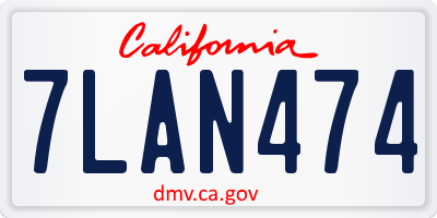 CA license plate 7LAN474