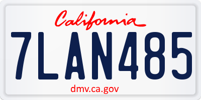 CA license plate 7LAN485