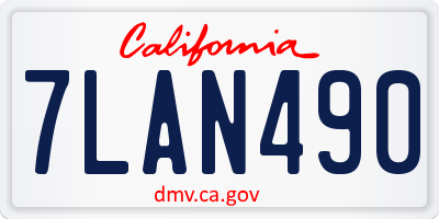 CA license plate 7LAN490
