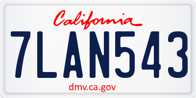 CA license plate 7LAN543
