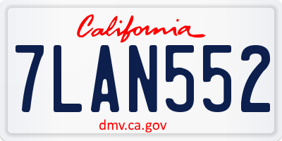CA license plate 7LAN552