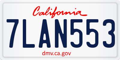 CA license plate 7LAN553