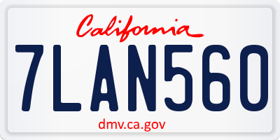 CA license plate 7LAN560