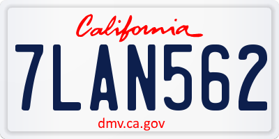 CA license plate 7LAN562