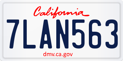 CA license plate 7LAN563