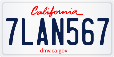 CA license plate 7LAN567