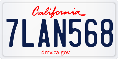 CA license plate 7LAN568